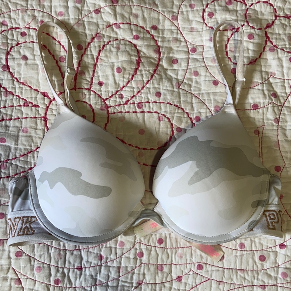 PINK push-up white cameo 32C